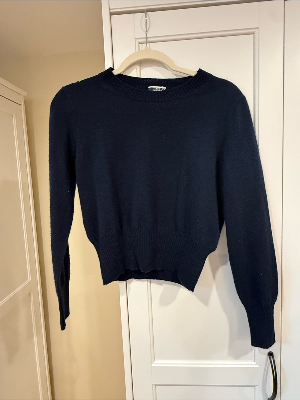 J. Crew Navy Cashmere shrunken crewneck sweater - Picture 3 of 4